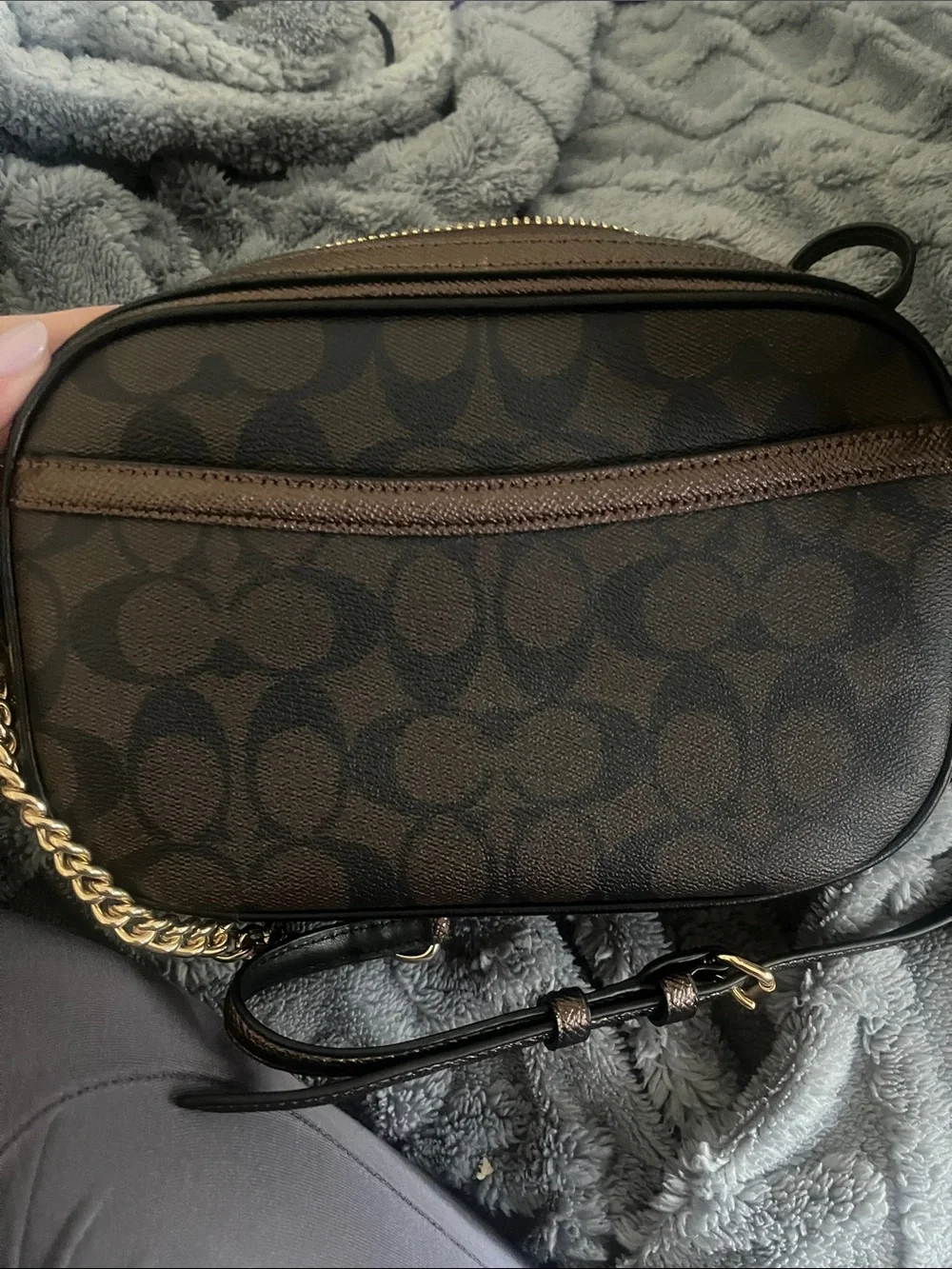 Coach Brown Signature Canvas Crossbody with Gold Logo